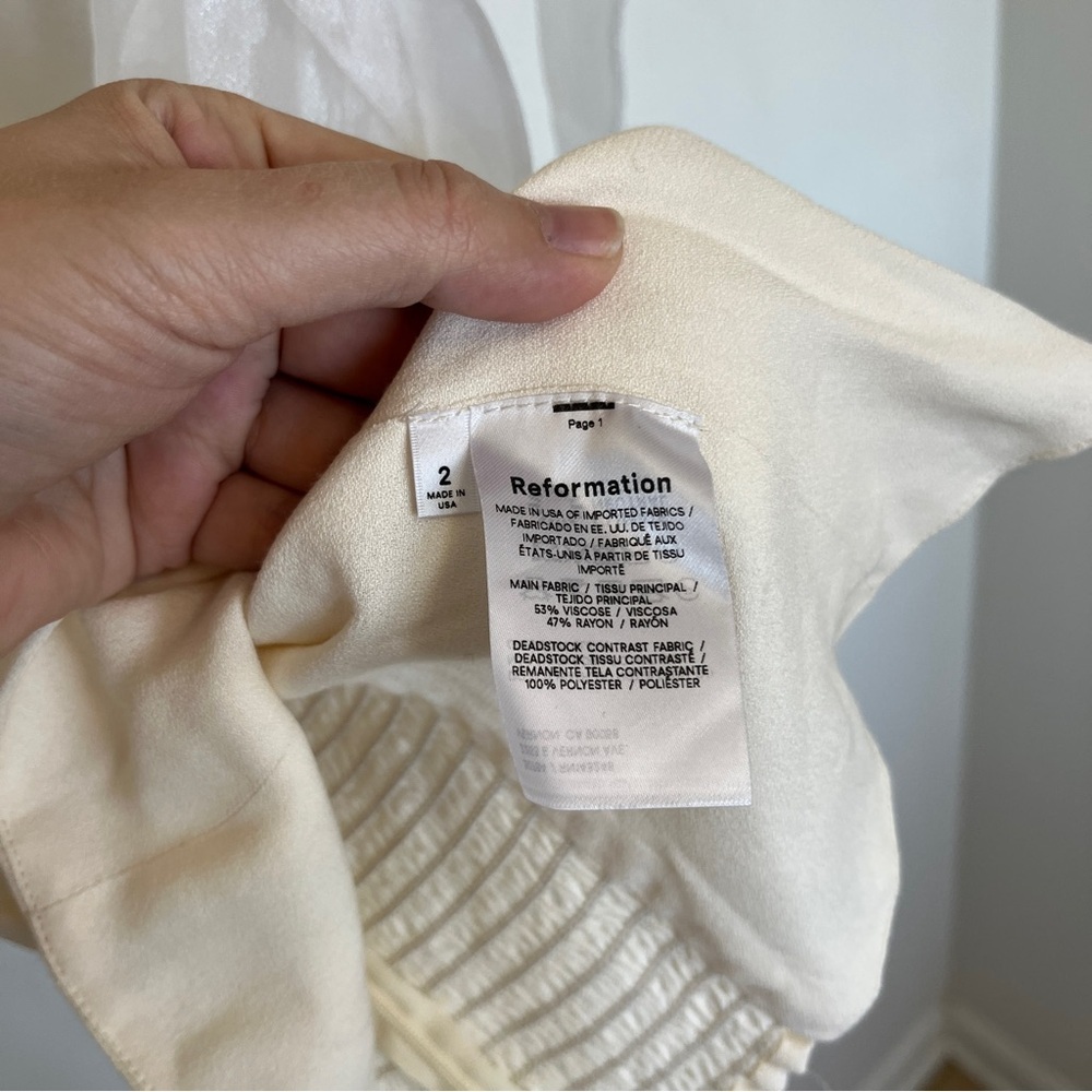 Reformation Zoey top in off white Color Size 2 - Picture 5 of 6